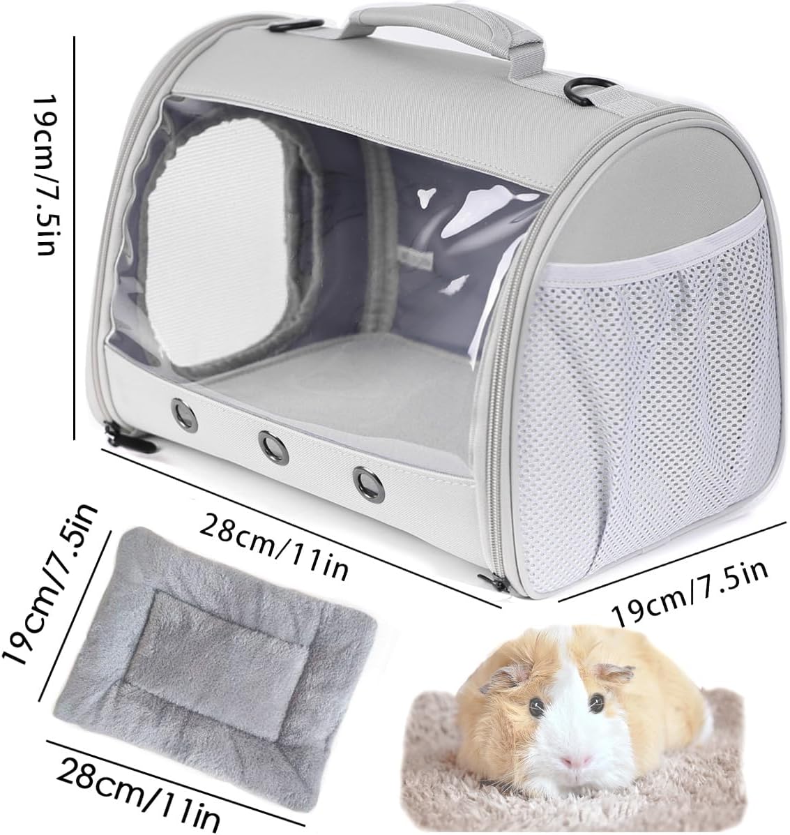 Bearded Dragon Travel Carrier Backpack,Lizard Backpack Carrier,Space Capsule Clear Bubble Window Astronaut Reptile Carrier Backpack for Guinea Pig,Sugar Glider,Bunny (Grey, TPU Carrier+MAT)