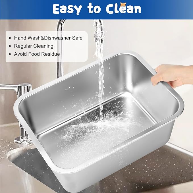 BWOGUE 4 Gallons Extra Large Dog Water Bowl for Large Dogs, Stainless Steel | Stainless Steel Dog Bowl, 1 Pack Large Water Bowl for Dogs, Wide Deep Bowl, Rectangular Shape, Easy to Clean, Outdoor Use