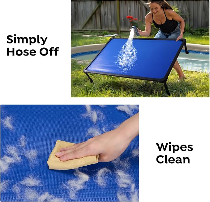 Veehoo Chew Proof Elevated Dog Bed, Indestructible Raised Dog Bed for Aggressive Chewers, Waterproof Dogs Training Platform for Indoor or Outdoor Use, 47 x29 inches, Blue