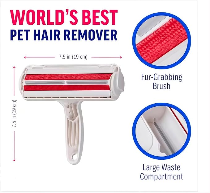 Reusable Pet Hair Remover Roller – Dog & Cat Fur Lint Cleaner for Sofa, Carpet, Bed & Car Seats – No Adhesive Required