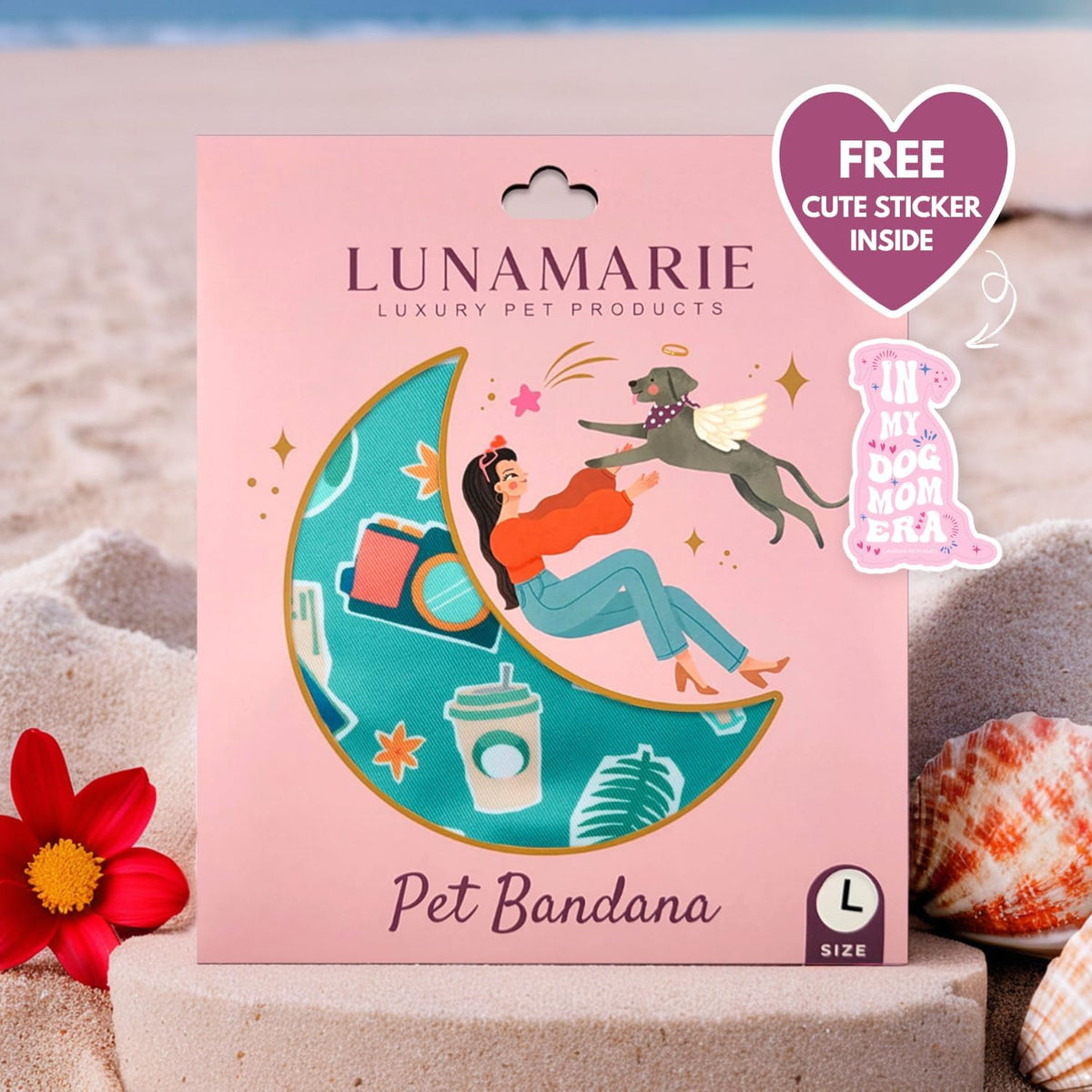 LunaMarie - Luxury Pet Birthday Bandanas -Premium & Silky Poly Fabric | 100% Handmade | Custom Shape Dual Layered (Pawsport Club, X-Small)