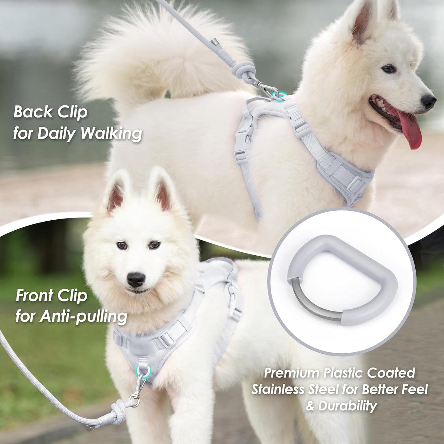 No Pull Dog Harness, Puppy Vest with Front Clip for Small Medium Large Sized Dog(Light Blue,XL)