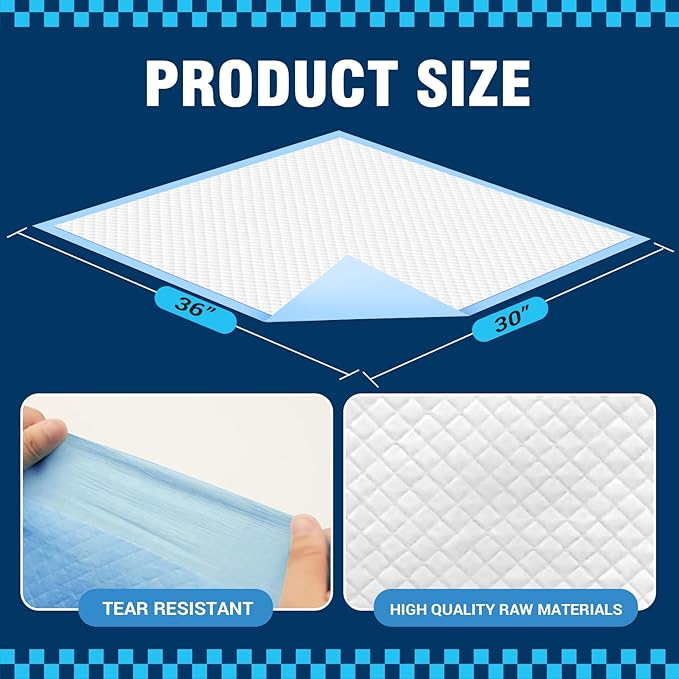 Dog Pads 100 Pack 30"x36", Dog Pads Extra Large for Pets, Disposable Large Pee Pads for Doggy & Puppy Training Pads, Piddle Pads for Indoor, Outdoor Use