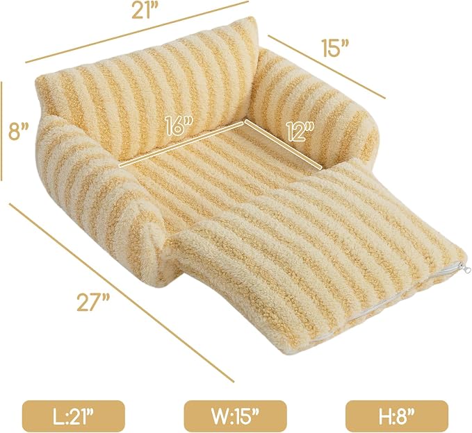 Hollypet Cat Bed Small Dog Orthopedic Couch Beds for Pets up to 13 lbs | Fluffy Multifunctional Double-Layer Warming Kitten Pet Couch Orthopedic Beds with Machine Washable Cover and Non-Slip Bottom