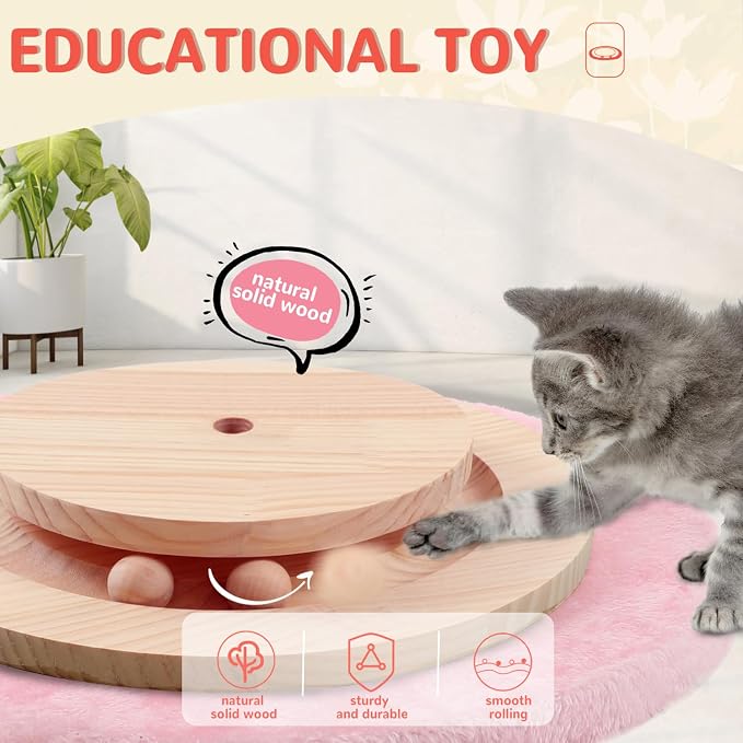 45'' Tall Cat Scratching Post Tree,Heavy Duty for Indoor Large 3.5Inch Diameter Natural Sisal Rope Post,Stable Real Wood Base,Artificial Plant Design Scratcher with Interactive Ball Toy for Home Decor