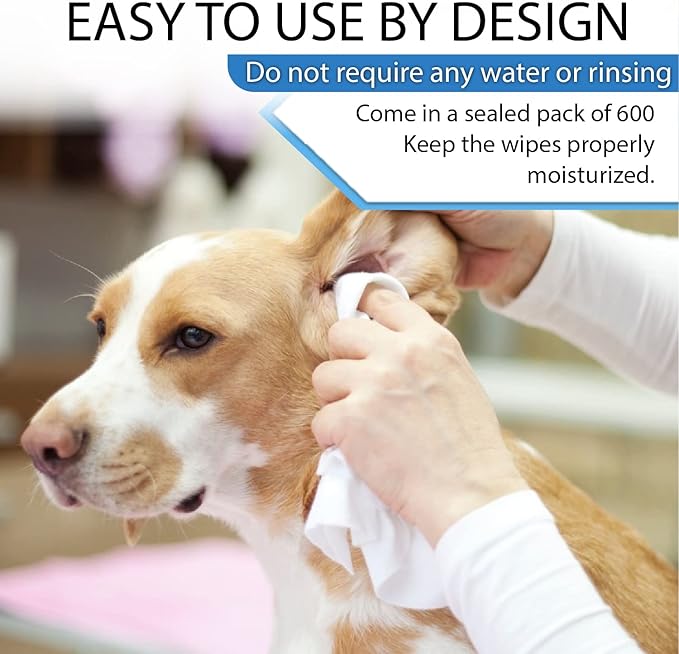 Tetesol Dog Wipes for Dogs Cats, 600 Count All Purpose Cleaning Pet Wipes, Dog Ear Wipes, Quick Easy Grooming for Bums, Body, Paws, Eyes, for A Easy & Speedy Freshen-Up, 6 Travel Pack of 600 Wipes