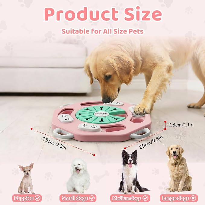MateeyLife Dog Puzzle Toy for Smart Dogs, Mental Stimulation Dog Enrichment Toys, Treat Dispensing Dog Toys to Keep Them Busy for Small and Medium Dogs, IQ Training Puzzle Feeder, Level-1 (Pink)