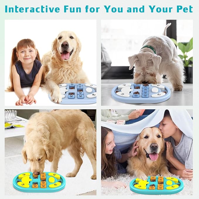 Dog Puzzle Toy, Interactive Treat Puzzle for IQ Training & Mental Stimulation, Non-Slip Slow Feeder Enrichment Boredom Buster for Puppies Small Medium Large Dogs Cats, Blue Gift