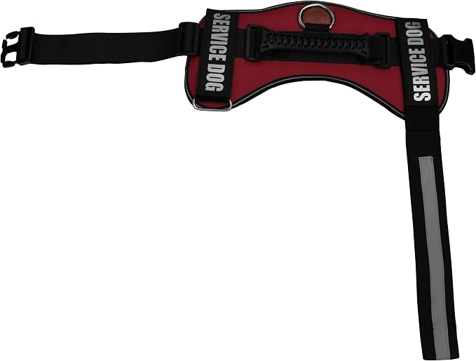 Service Dog Vest Harness – Reflective Service Animal Vest, No-Pull Harness with Handle & Mesh Padding – Sizes XXS-XL for Puppies – 2 Removable Service Patches Included (Medium, Maroon)