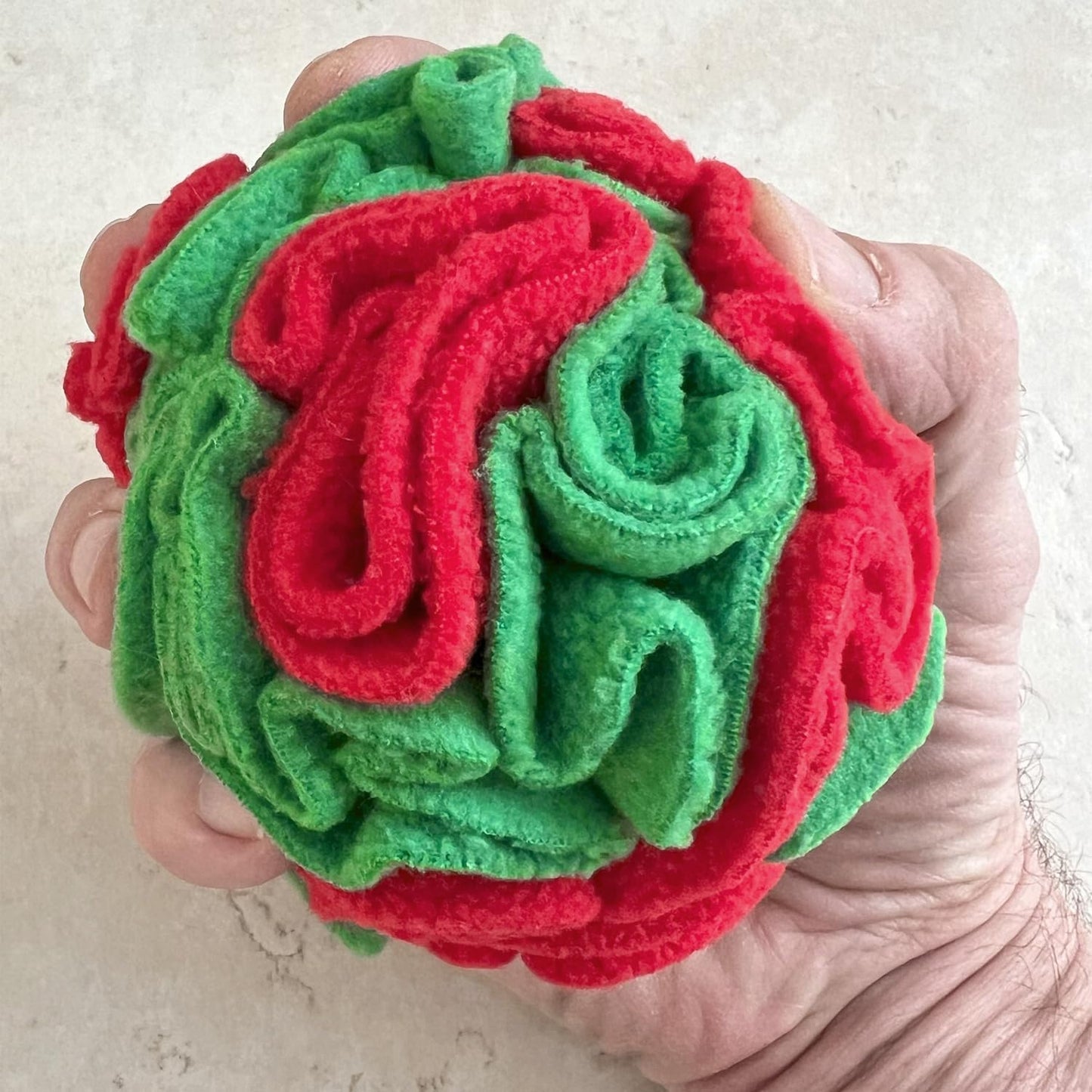 Glory To Dog Puppy and Small Breed Snuffle Interactive Foraging Dog Puzzle Ball Toy Christmas Green and Red