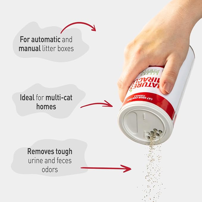 Nature's Miracle Litter Box Deodorizer Powder, Cat Odor Control | Unscented | 20 Ounces | Pack of 6