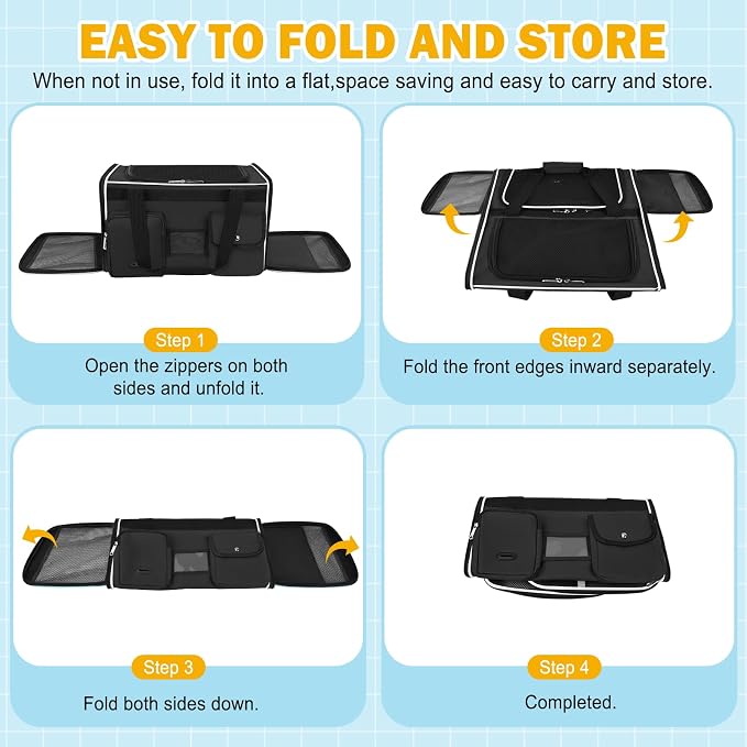 HUANLANG Soft-Sided Cat Carrier Airline Approved,Dog Carriers for Small Dogs Medium Cats,Pet Travel Carrier Up to 20 Lbs,Collapsible Cat Bag