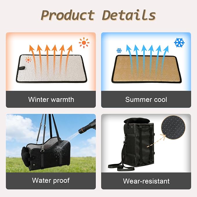 Dog Car Seat for Small/Medium Dogs Under 15 lbs with 2 Replaceable Dual-Sided Summer/Winter Cushions, Portable Booster & Pet Bed for Back & Front Seat Travel, Carrier with Leash Clip