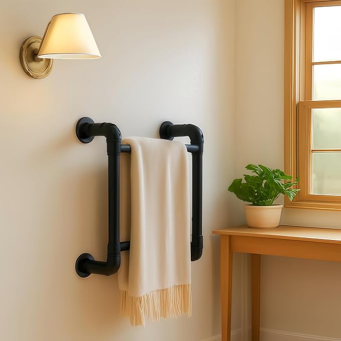 3/4/5/6/7/8FT Safety Wall Mounted Steel Ladder - 2-Rung Pipe Egress Ladder for Window Well, Loft, Warehouse, Blanket Rack | Indoor & Small Space Use