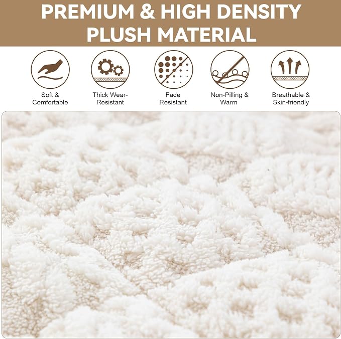 OTOB Couch Cover for Dogs Washable Pet Friendly, Non Slip Plush Fuzzy Love Seat Couch Covers Sofa Slipcovers, Geometric Jacquard Soft Pet Cushion Mat Protector All Seasons (Off White, 27.6" x 59.1")