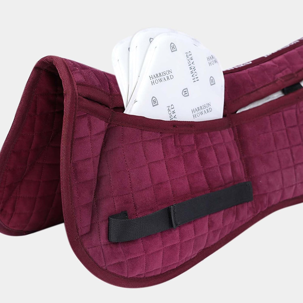 Harrison Howard Correction Half Pad with 4 Pockets and Foam Inserts with Differentiated Thickness Adjustable Horse Riding Pad with Added Cushioning and Comfort
