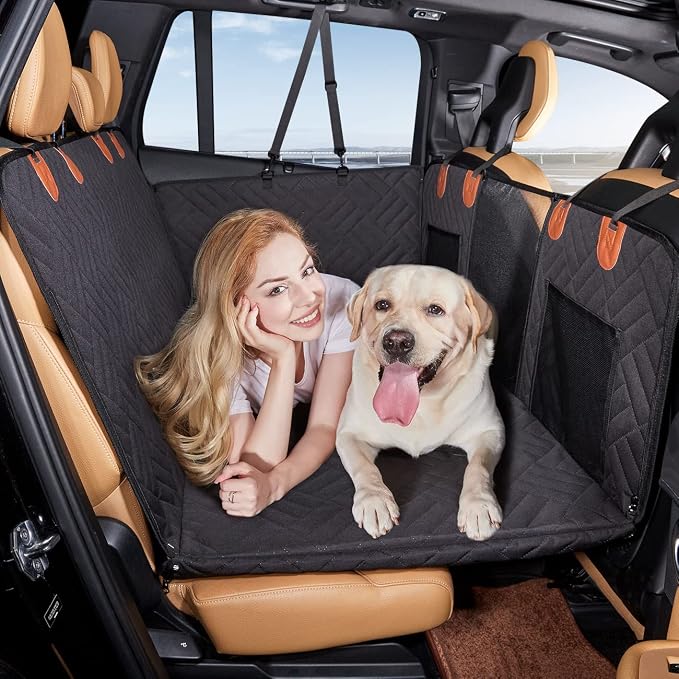 YJGF Hard Bottom Dog Car Seat Cover for Back Seat,Seat Extender for Dogs | Strong Support,More Rest Space,Waterproof, Scratch Resistant,Car Seat Protector,Dog Hammock for Car/SUV/Small Truck