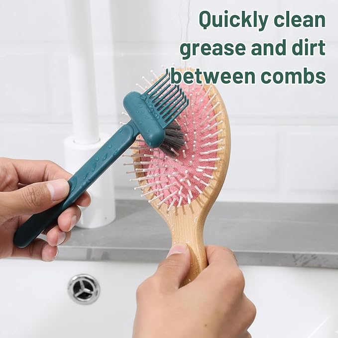 3 PCS Hair Brush Cleaner Tool, Comb and Hairbrush Cleaning Set, Efficient Hair Removal from Styling Tools, Professional Salon and Home Maintenance, Compact Green Cleaning Brushes for Travel ﻿