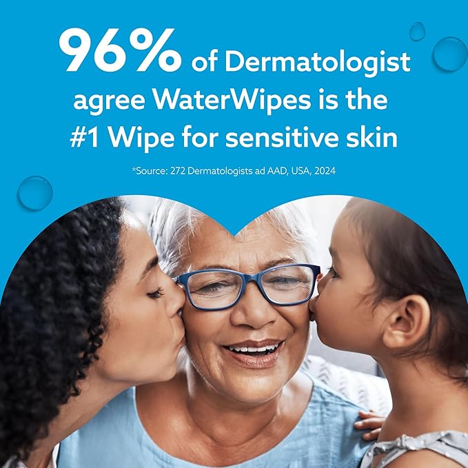 WaterWipes Sensitive+ Newborn & Baby Wipes, 3-In-1 Cleans, Cares, Protects, 99.9% Water, Unscented & Hypoallergenic, 300 Count (5 Packs)