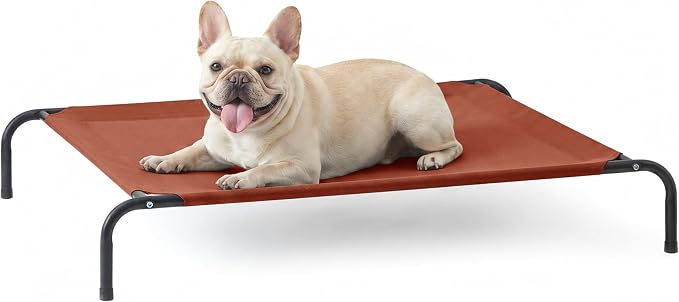 Love's cabin Elevated Cooling Dog Bed for Medium Dogs, Portable Indoor & Outdoor Raised Pet Dog Cat Cot, Durable Summer Frame with Breathable Mesh, Terracotta, 43" x 31.5" x 8"