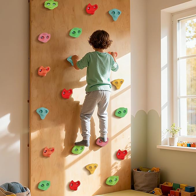 30 PCS Rock Climbing Holds for Kids, Climbing Rock Wall Grips, Adult Rock Wall Climbing Kit Large Climbing Holds for Play Set with Hardware for Indoor and Outdoor Climbing Wall Holds（Pastel Color）