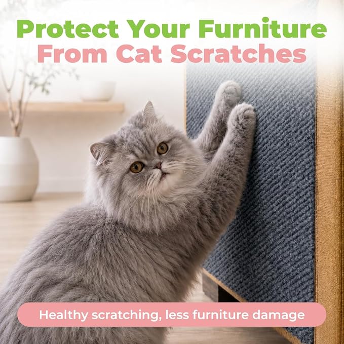Best Pet Supplies Catify Cat Scratcher, Fun Interactive Scratchers, Posts, Poles, Claw Safe, Furniture Saver Indoor Play Support Natural Cat Behaviors Heavy Duty - Gray Mat - L: 78"