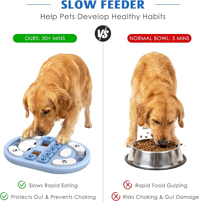 Dog Puzzle Toy, Interactive Treat Puzzle for IQ Training & Mental Stimulation, Non-Slip Slow Feeder Enrichment Boredom Buster for Puppies Small Medium Large Dogs Cats, Gray Gift