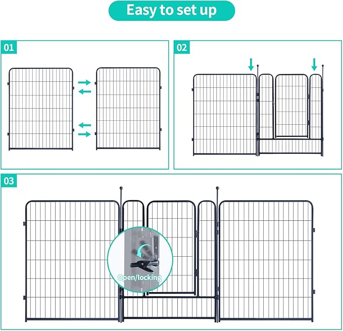 Dog Playpen,Portable Outdoor Dog Fence, Dog Playpen for Large/Medium/Small Dogs, Dog Fences for The Yard,with Doors Foldable Metal (40 inch, 16 Panels)