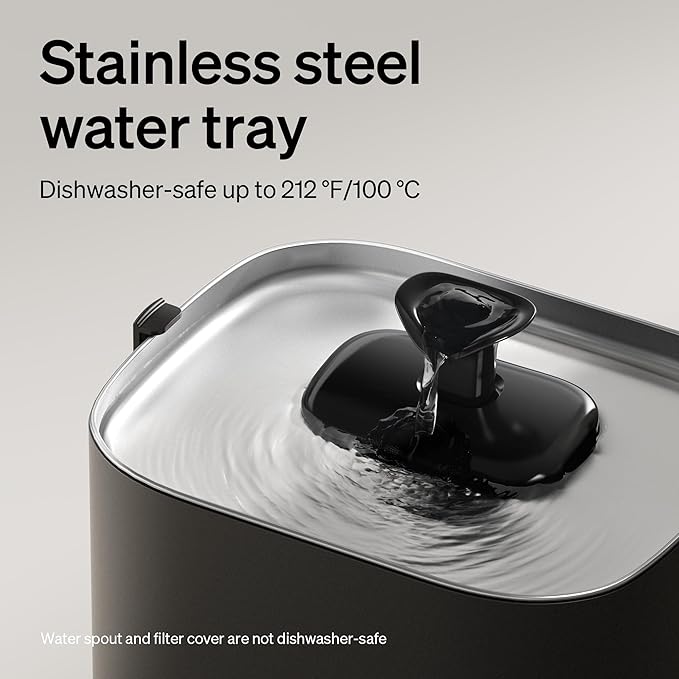 PETLIBRO Upgrade Cordless Cat Water Fountain + 8 Packs Genuine Cat Fountain Filter Replacement, App Monitoring 3L/101oz Dockstream 2 Pet Water Fountain with Stainless Steel Tray, 4-Month Set Easy-Swap