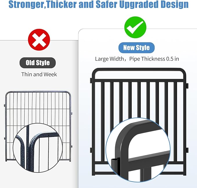 New Thickened Version Dog Playpen, 32 Inch Dog Fences for The Yard, Portable Outdoor Dog Playpen for Large/Medium/Small Dogs, Foldable Metal Dog playpen, with Doors (32 Panels, 32 Inch)