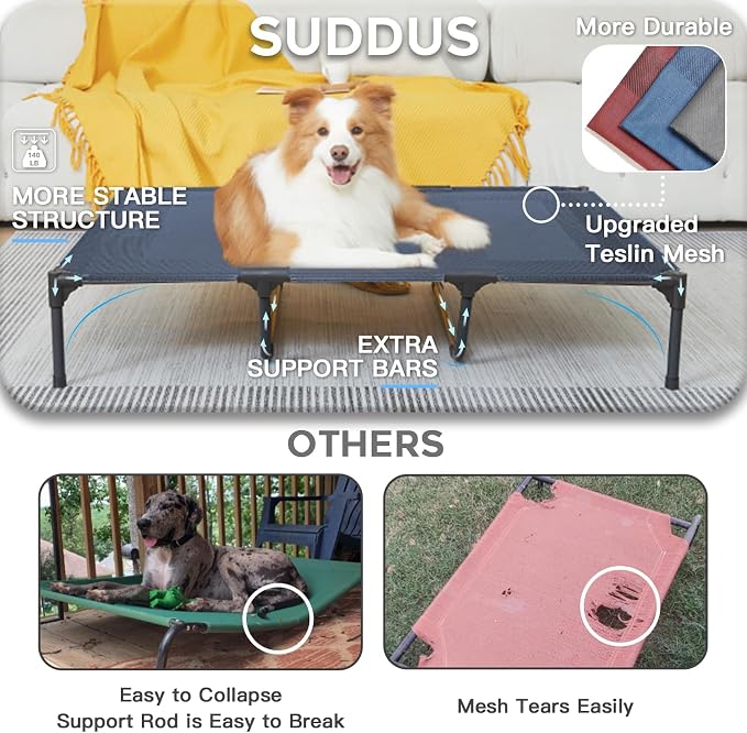 Elevated Dogs Bed Waterproof Outdoor, Portable Raised Dog Bed, Dog Beds Off the Floor, Dogs Bed Easy Clean Indoor or Outdoor Use, X-Large, Blue