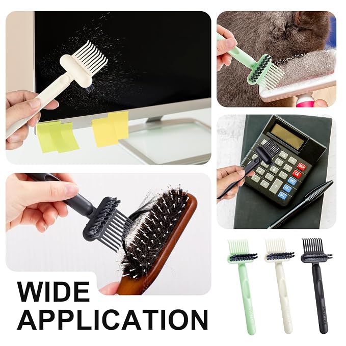 Hair Brush Comb Cleaning Tool Comb,2-in-1 Hair Brush Cleaner Tool, Portable Remover Rake for Removing Hair Dust, Home and Salon Use (Black)