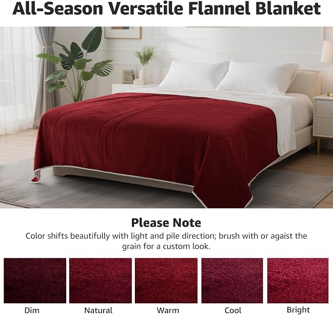 LOOBANI Waterproof Blanket for Bed, Soft Flannel Twin Bed Blanket 60" x 80" | Dog Pet Blankets for Large Dogs, Reversible Spill-Proof Throw for Couch Cover, Movie Time, Camping, Travel, Noise Free, Red