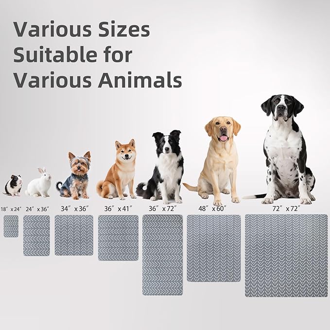 PUPTECK Reusable Dog Pee Pads, 2 Pack Non-Slip Washable Waterproof, Fast Absorbing Puppy Pads Whelping Mat, for Couch, Crate, Potty Training 36" x 41"