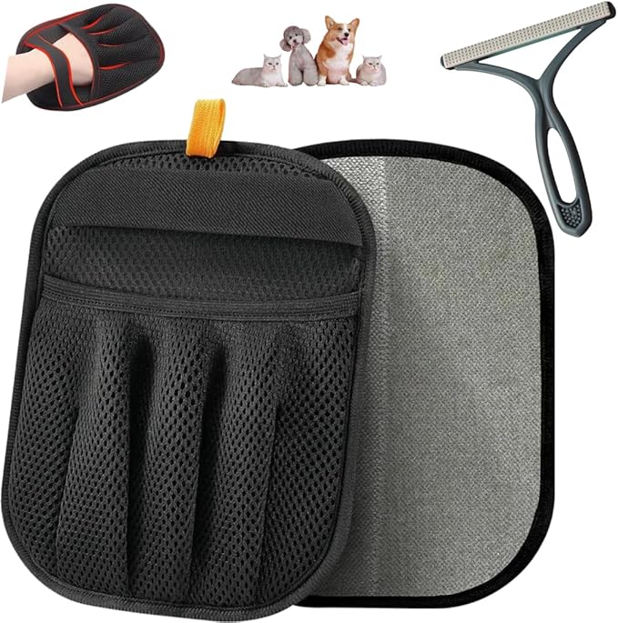 Gytwio Electrostatic Pet Hair Remover Glove – Black, Ambidextrous, Reusable for Cats and Dogs