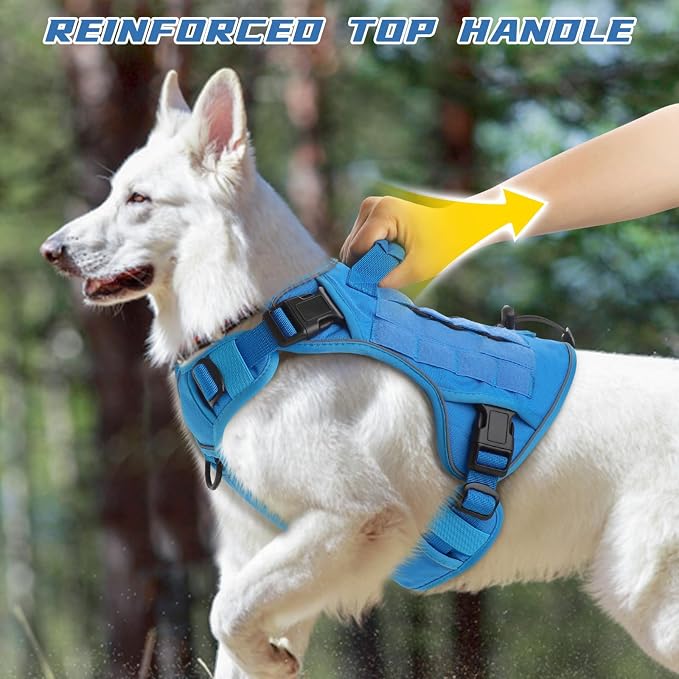WINGOIN Blue Tactical Dog Harness for Large Dogs,No Pull Dog Harnesses | Heavy Duty with Handle,Adjustable Reflective,Military K9 Style,Big Size Pet Vest,for German Shepherd,for Walking Hunting