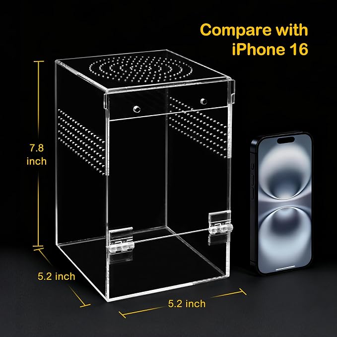 Jumping Spider Enclosure Starter Kit,Escape Proof Forest Terrarium | Praying Mantis Terrariums,Transparent Acrylic Complete Bug Habitat,All In One Arboreal Tarantula Cribs Cage,Insect Container