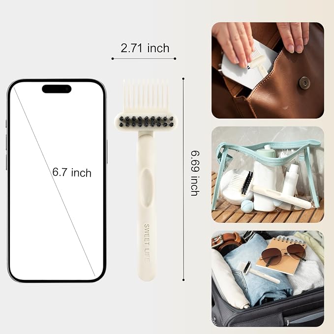 2 Pack Hair Brush Cleaning Tool, 2-in-1 Cleaner Tool, Portable Cleaning Tool Set for Brush Comb Keyboard, Remover Rake for Removing Hair Dust, Home and Salon Use(Black&White)
