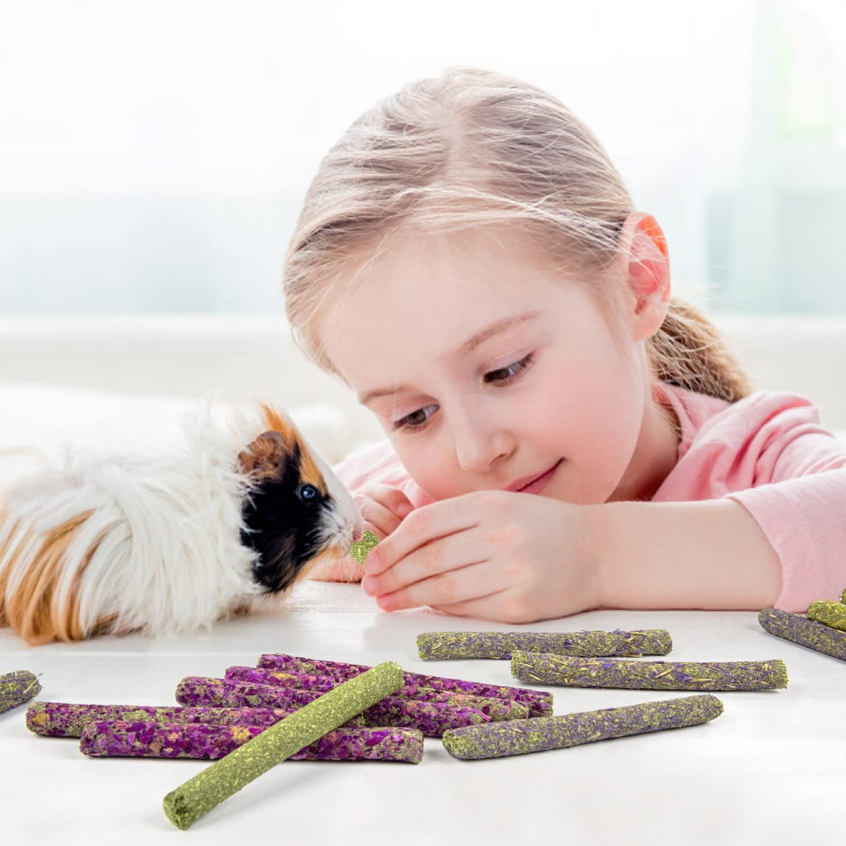 Sofier 32Pcs Timothy Hay Sticks 320g for Rabbit, Guinea Pig, Hamster - Natural Handmade Treats and Chews for Teeth - Chinchilla, Rat, Gerbil Toys
