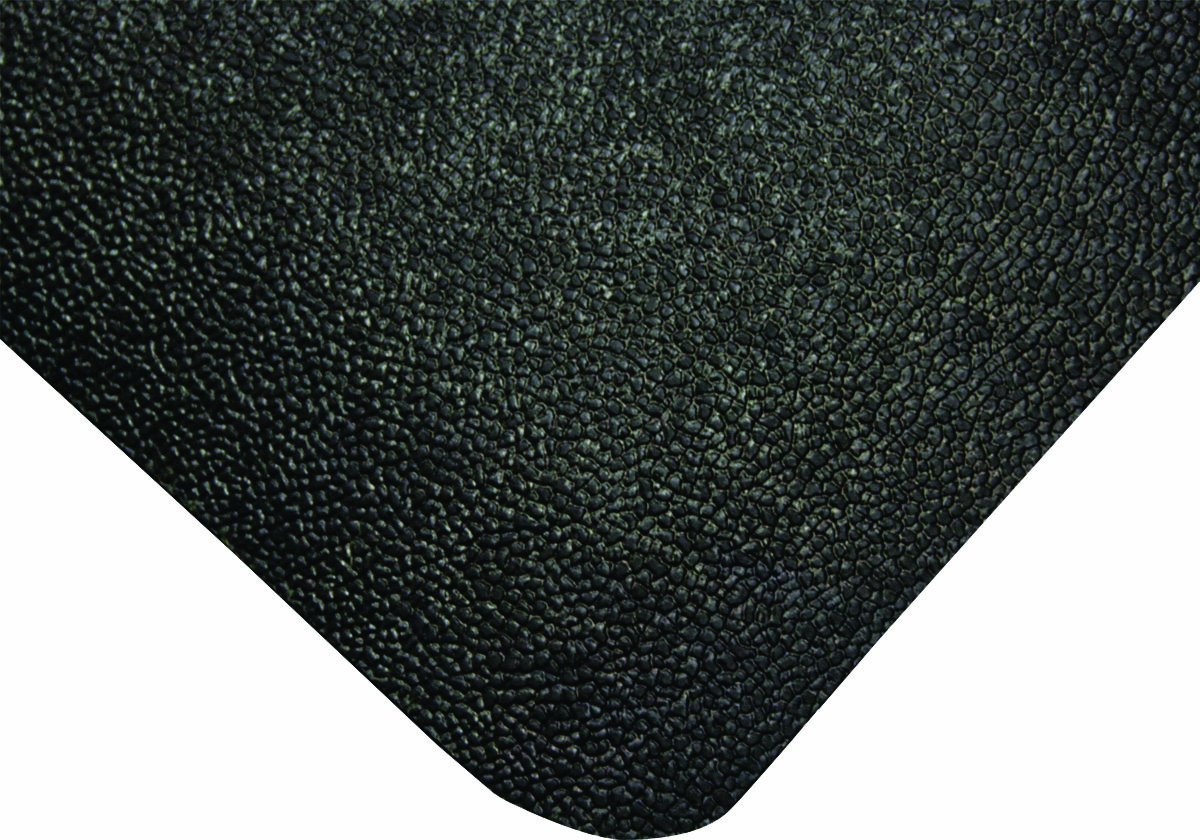 Wearwell Natural Rubber 447 UltraSoft WeldSafe Anti-Fatigue Beveled Mat, for Dry Areas, 3' Width x 5' Length x 7/8" Thickness, Black