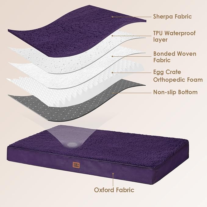 EHEYCIGA Orthopedic Dog Bed Extra Large with Removable Washable Cover, 41IN | Egg Crate Foam Support, Durable Oxford fabric, Non-Slip Bottom, Machine Washable, Soft Waterproof Plush Pet Bed Mat For Crate