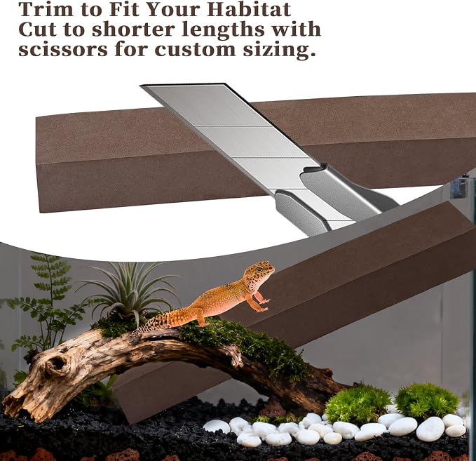 2-Pack Adjustable Reptile Climbing Branches – Brown Compressed Foam Strips for Tree Frogs, Geckos & Small Arboreal Pets | Naturalistic Habitat Decor