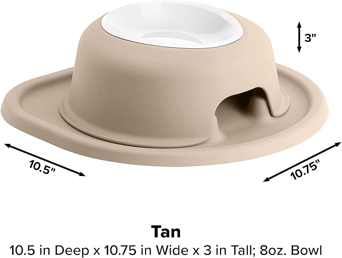 WeatherTech Single High Pet Feeding System w/Plastic Dog/Cat Bowls - 3" High Stand Tan (PSH0803TNTN)