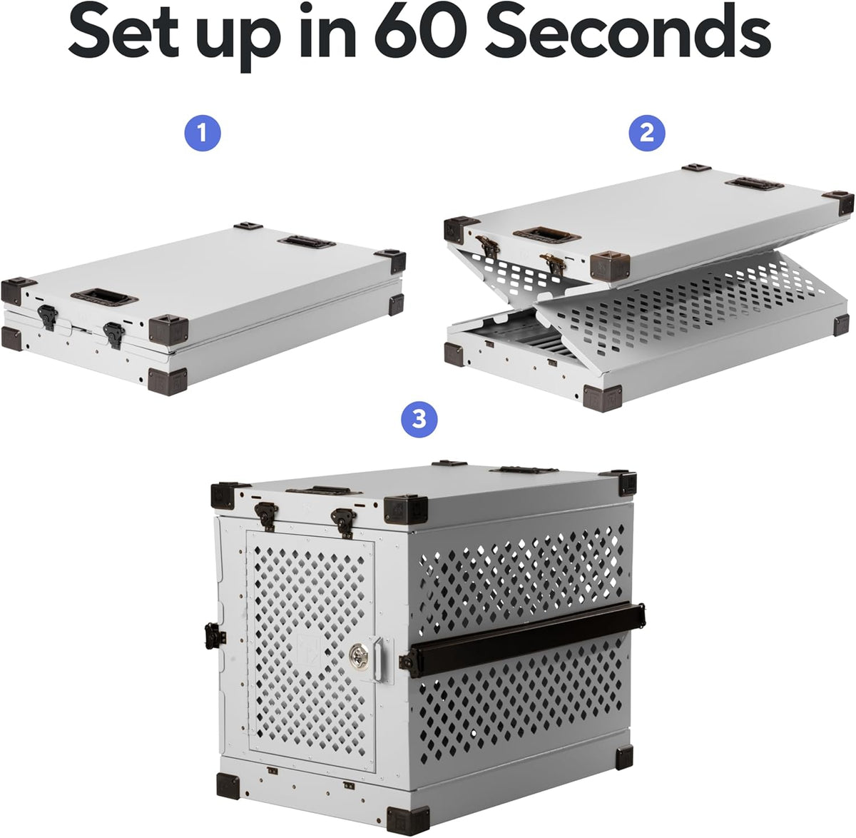 Impact Collapsible Dog Crate - Foldable Hard Crate for Large Dogs - Heavy Duty Travel Kennel with Powder-Coated Aluminum - Quick Setup for Indoor & Outdoor (Gray, 40" (40.5" L x 23" W x 29" H))