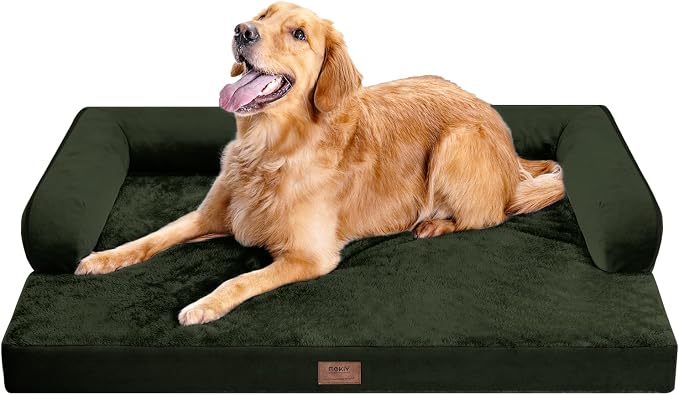 Orthopedic Washable Dog Bed with Bolster for Medium to Large Dogs | Pillow Support for Neck Relief, Egg Crate Foam, Waterproof Liner, Anti-Slip Bottom, Removable Bolster Cover, 36 x 27 Inch