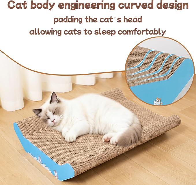 Cardboard Cat Scratcher Bed 22x16” Large Cat Scratch Pad for Cats | Curve Cat Scratcher Couch for Multi-cat Households, Widened & Thickened, Scratch Resistant, with Catnip