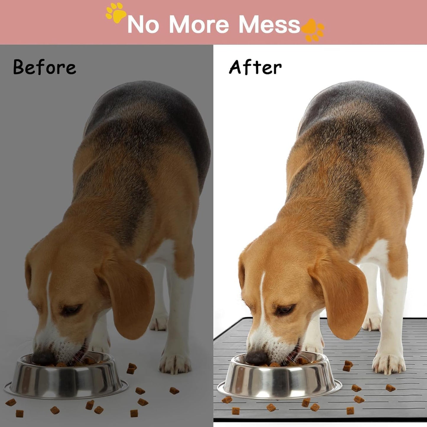 Large Dog Mats for Food and Water, 40"x30" Waterproof Pet Food Mats for Floor Nonslip Silicone Bowl Mats with Raised Edges