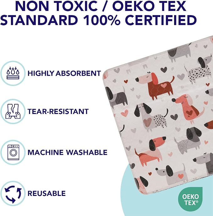 PUPIBOO Washable Pee Pads for Dogs and Cats - Super Absorbent Reusable Puppy Training Pads - 100% Waterproof, Leak-Proof & Non-Slip Whelping Pads for Pet Housebreaking