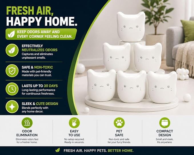 ProGuard® 6PCS Pets Deodorizing Pods for Cumrige Self Cleaning Litter Box, Odor Remover for Fumoi Automatic Cat Litter Box, Camellia Flower Scented, Long-Lasting Fragrance, Keep Home Fresh