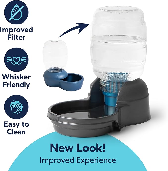 Petmate Replendish Automatic Dog Water Dispenser Gravity Pet Waterer with Microban Protection Base, 100% BPA Free - 4 Gallon, Wide Mouth Bowl, with 2 Extra Filters
